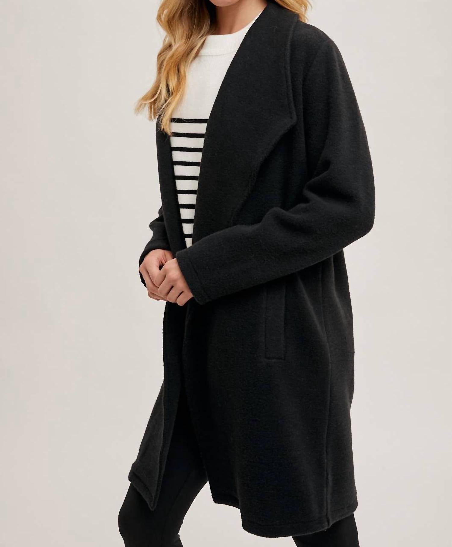 Bluivy - Longline Open Front Knit Coat