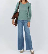 Nation Ltd - Loren Smocked Peasant Tee