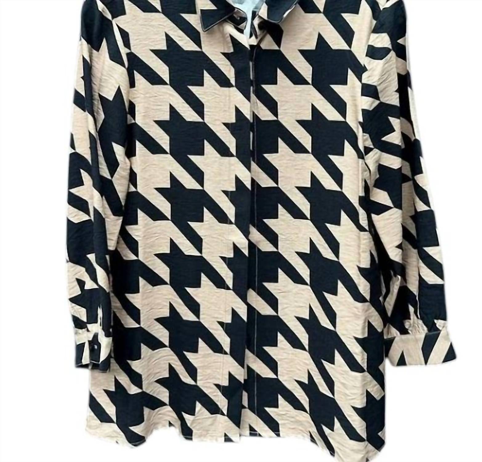 Boho Chic Women's Long Sleeve Top in tan black - women's blouse