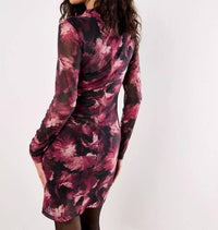 Apricot - Paintbrush Floral Mesh Dress