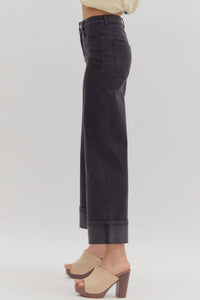 Entro - High Waist Wide Leg Cropped Pants