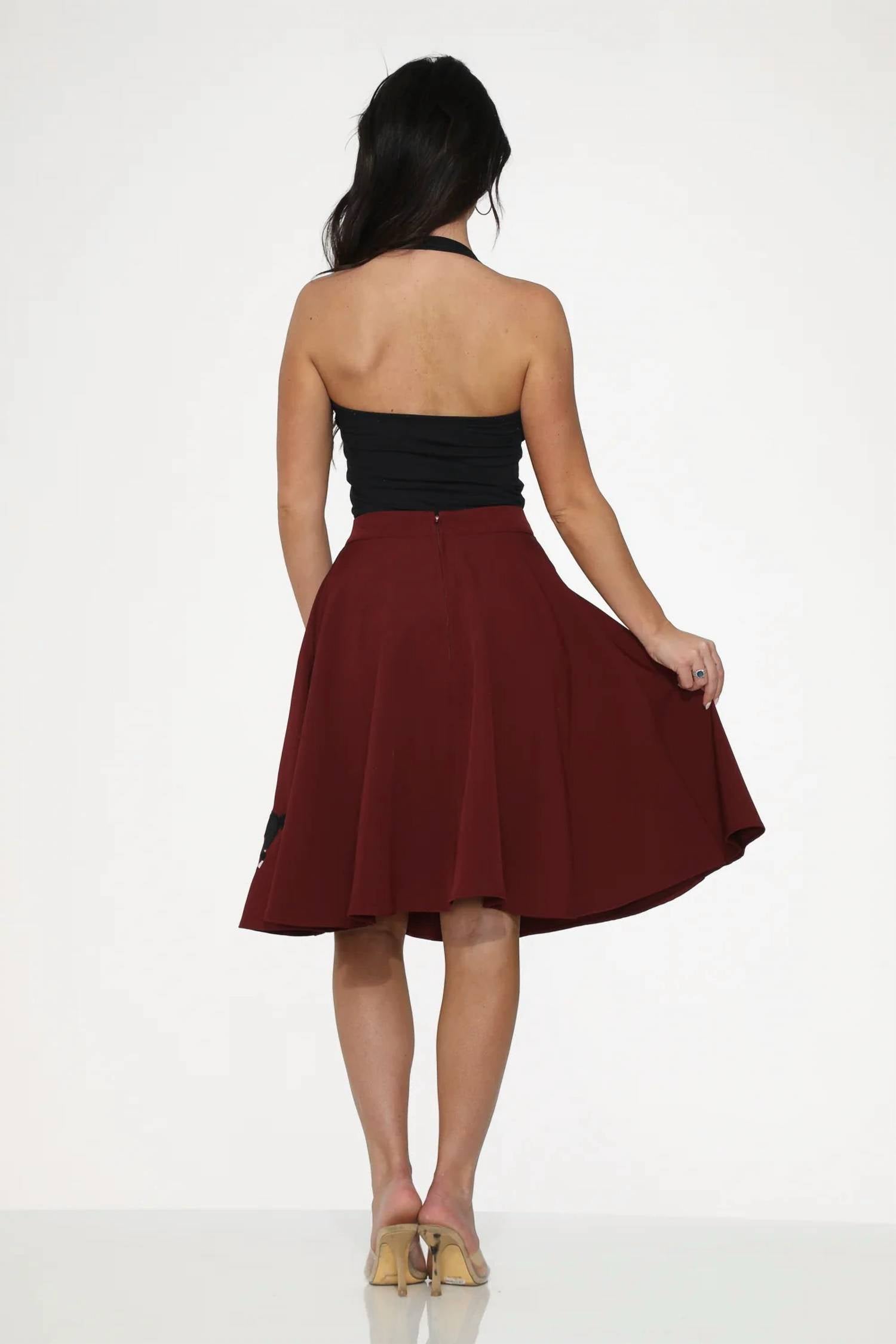 Orchid Bloom - Embroidered Poodle Swing Skirt