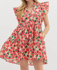 entro Floral Tiered Mini Dress - women's dress - detail view