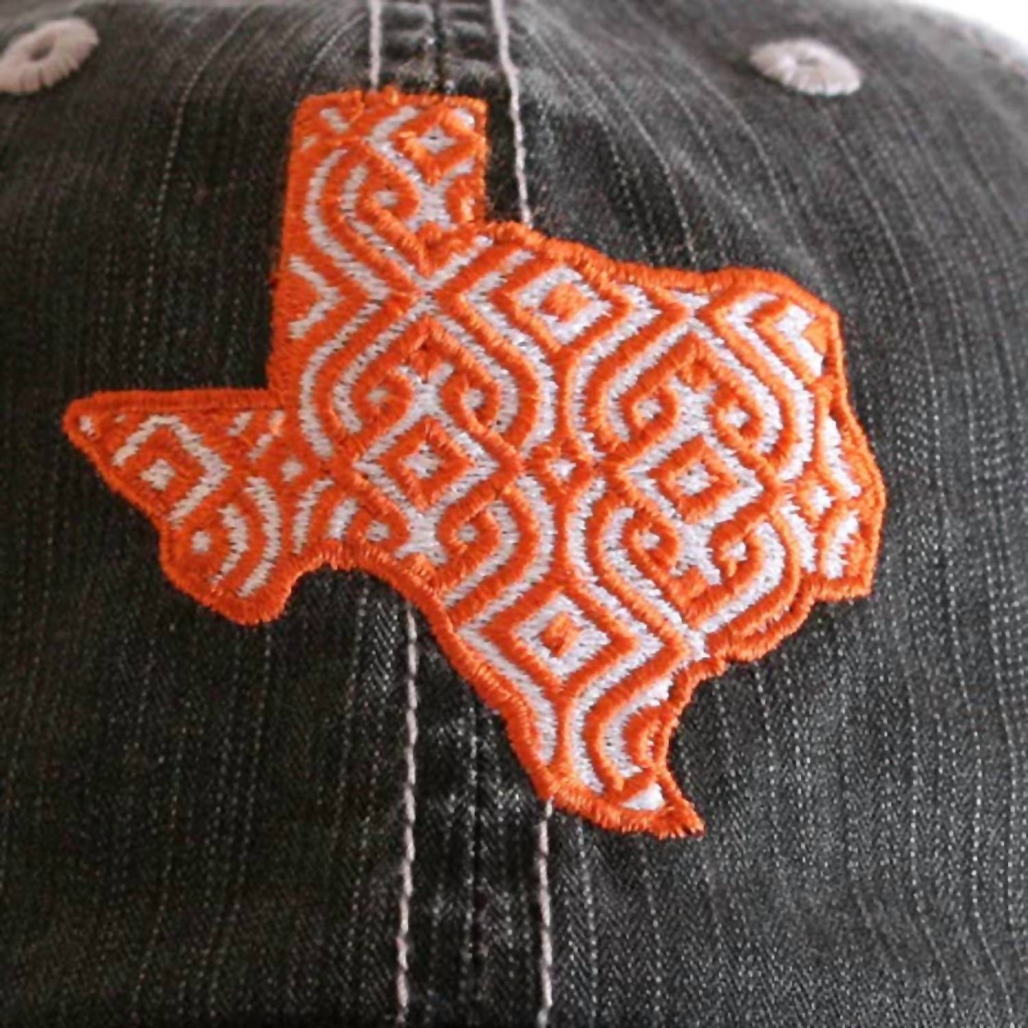 Katydid - Women's Ikat Texas Embroidered Distressed Trucker Hat
