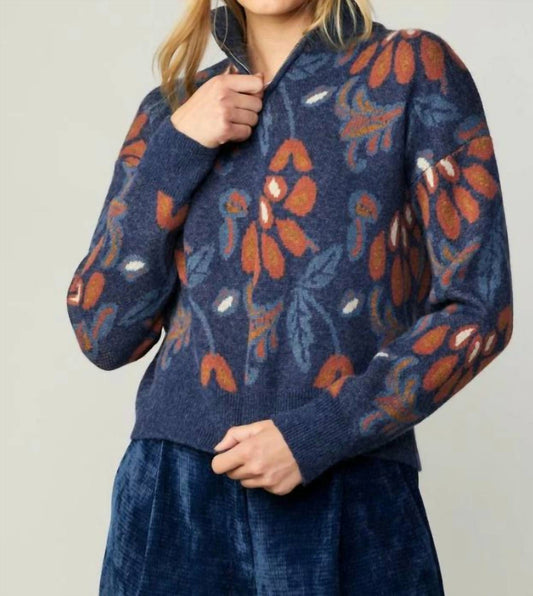 Current Air - Patterned Jacquard Half Zip Sweater