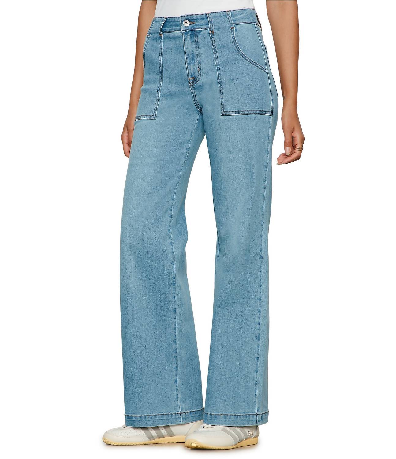 Sanctuary Standard Rise Wide Leg jean in keep up - women's jeans - detail view