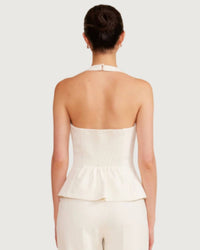 LUCY PARIS Eliza Halter Vest in ivory - women's blouse - detail view