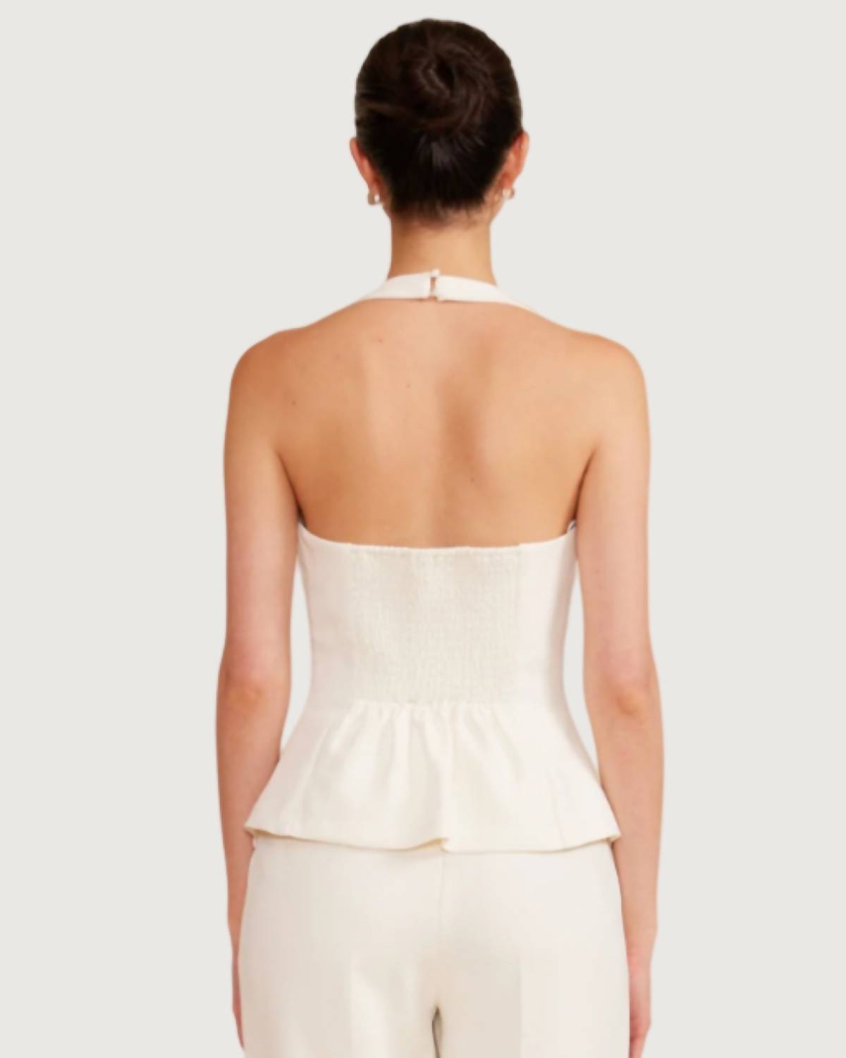 LUCY PARIS Eliza Halter Vest in ivory - women's blouse - detail view