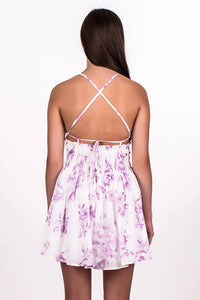 Sky To Moon - Women's Toile Textured Plunge Neck Dress