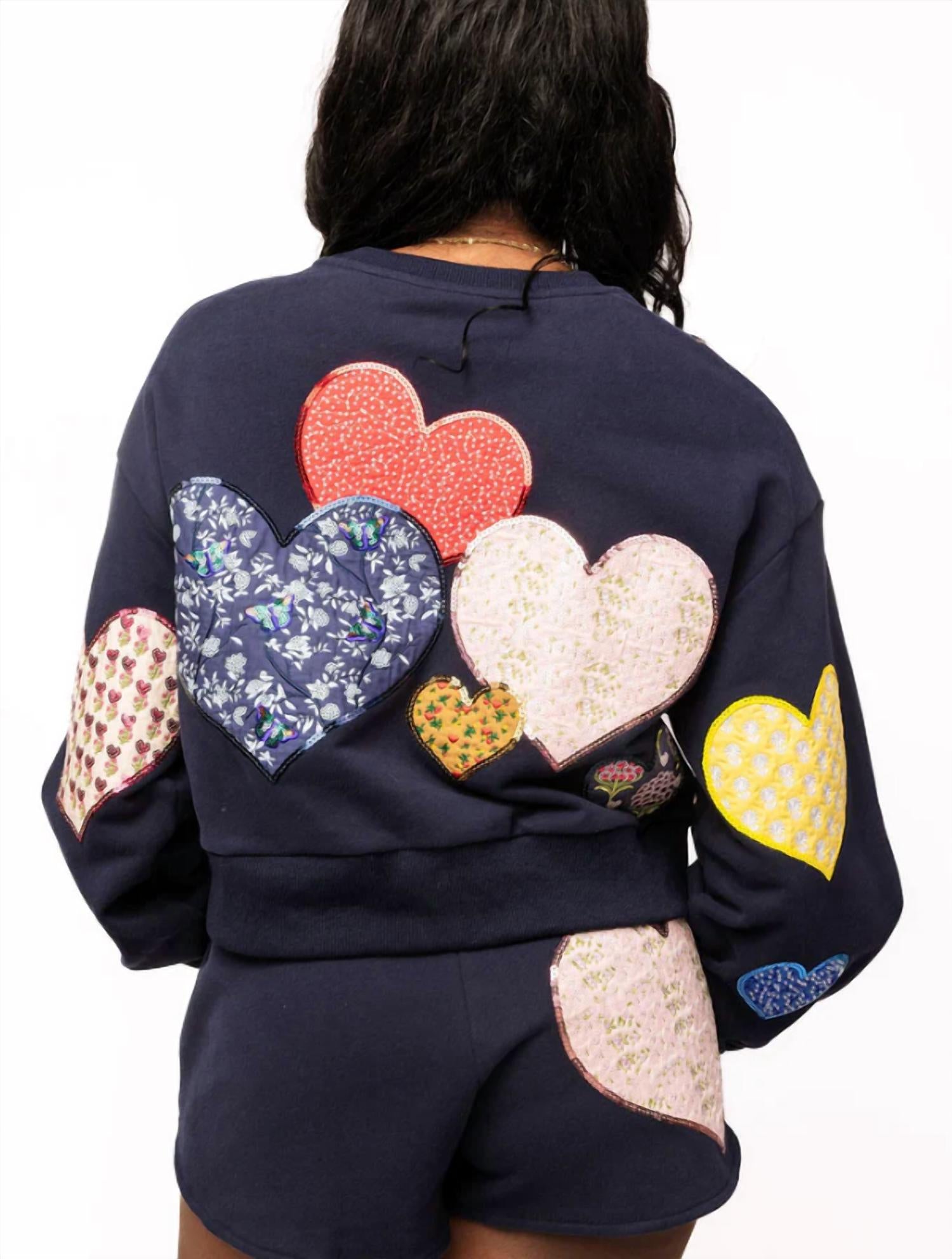 Queen Of Sparkles - Embroidered Hearts Sweatshirt