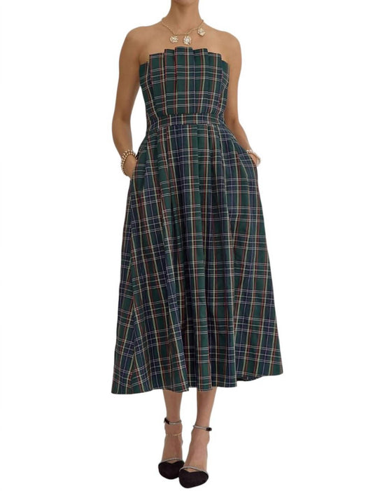 Entro - Plaid Pleated Midi Dress