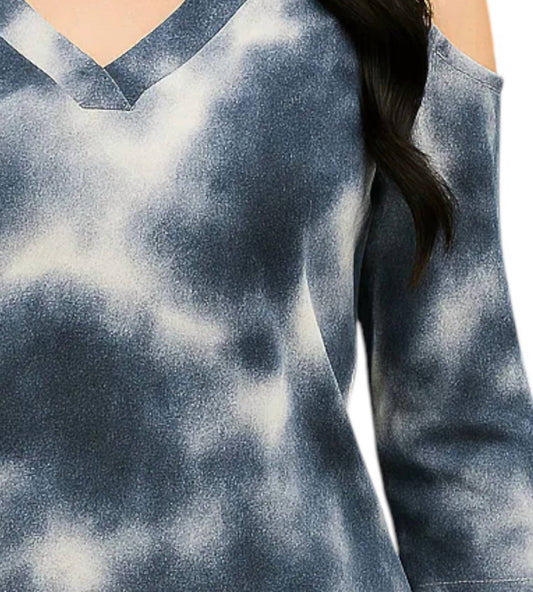 French Kyss - Soft Stretch Tie Dye V Neck Top