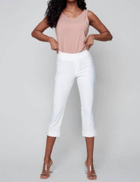 Charlie B - Stretch Capri Pants With Cuffs
