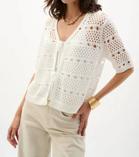 Joseph Ribkoff - Open Knit Short Sleeves Cardigan