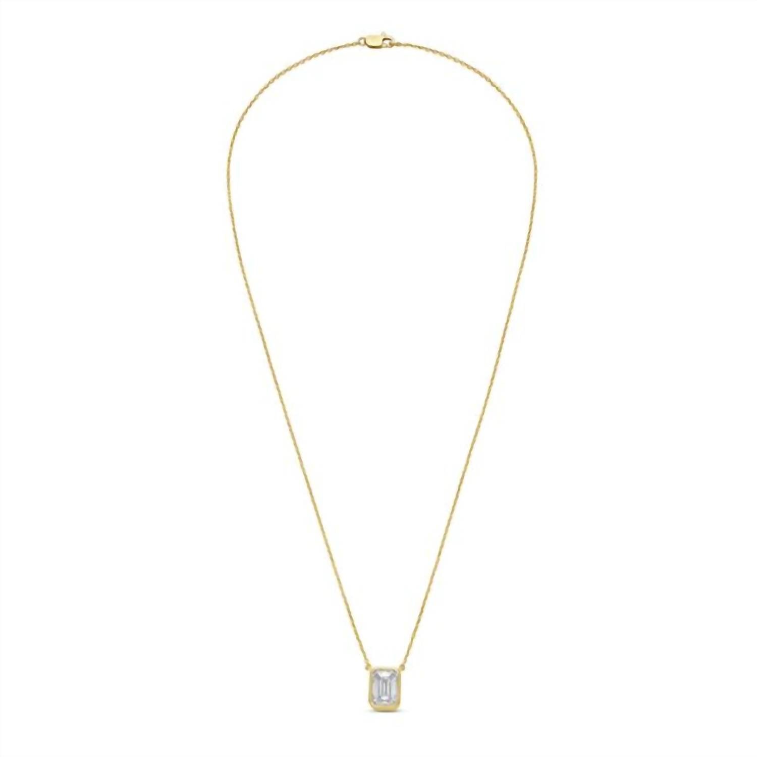 Diana M Jewels - 3.00cts Lab Grown Emerald Bezel Pendant Necklace