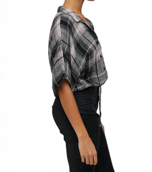 Bella Dahl - FLOWY TIE WAIST PLAID SHIRT