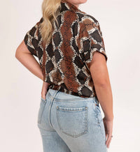 STEVE MADDEN Tori Short Sleeves Top in bronze - women's t-shirt - detail view