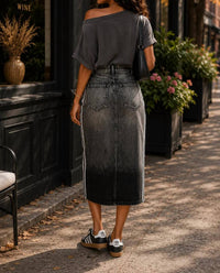 Surelymine - Raven Washed Cargo Midi Skirt