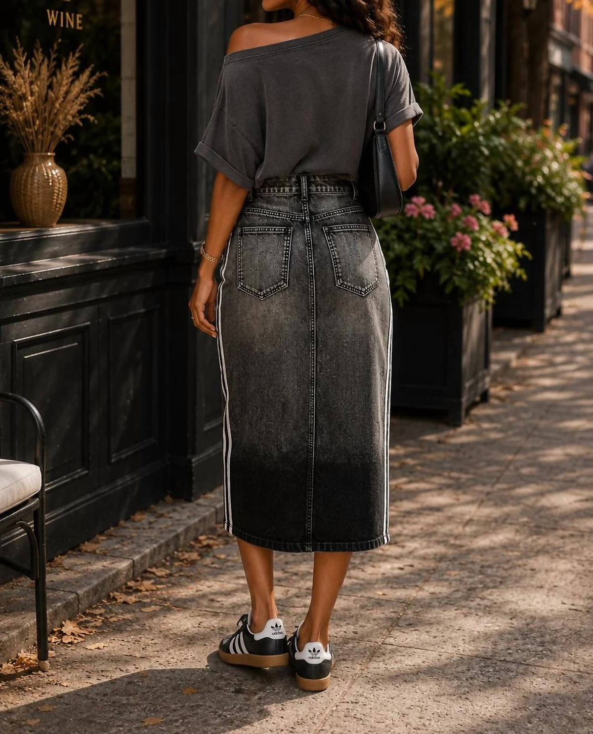 Surelymine - Raven Washed Cargo Midi Skirt