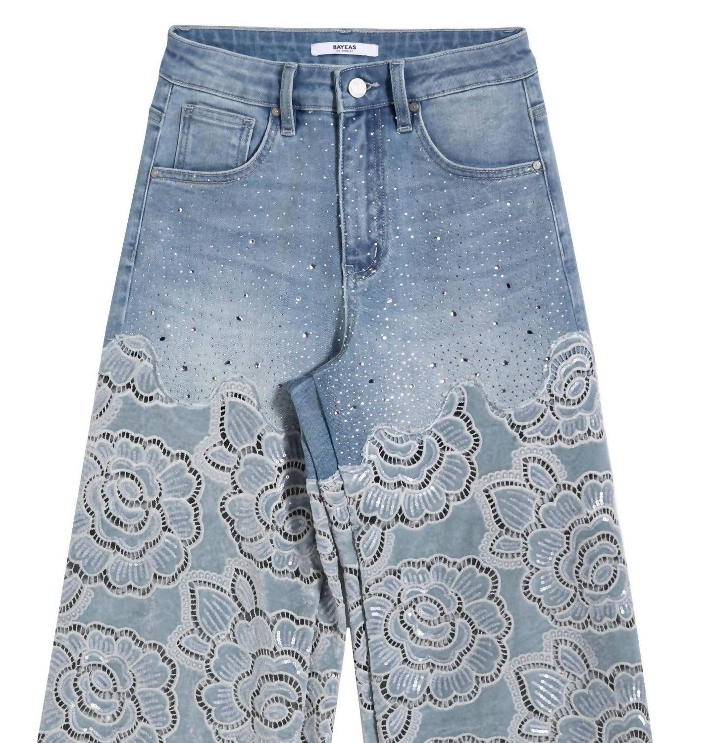 Bayeas Retro Wide Leg Jeans in light blue - women's jeans - view 7