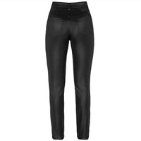 TRIBAL Slim Fit Glossy Pant in black pleather - women's pants - view 4