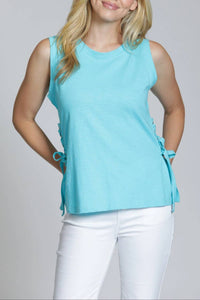 Apny - Sleeveless Lace Up Tee