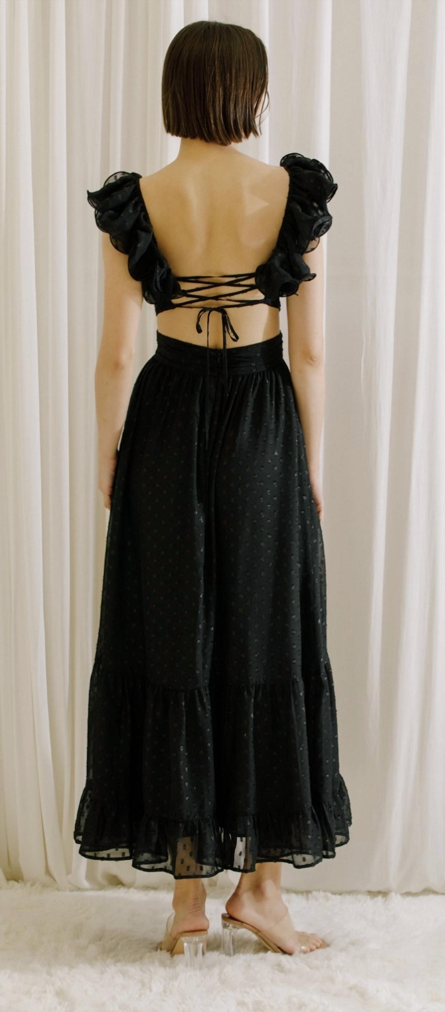 Storia - Ruffle Detail Polka Dot Maxi Dress