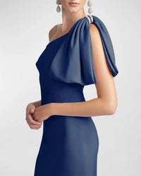 SACHIN & BABI Aubrey One Shoulder Satin Gown in washed indigo - women's dress - alternate view