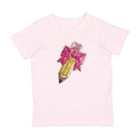 Sweet Wink - Kid's Pencil Bow Sequin Patch T-shirt