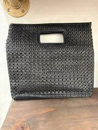 Joy Susan Women's Rio Faux Cane Cutout Handle Bag in black - women's bag - alternate view