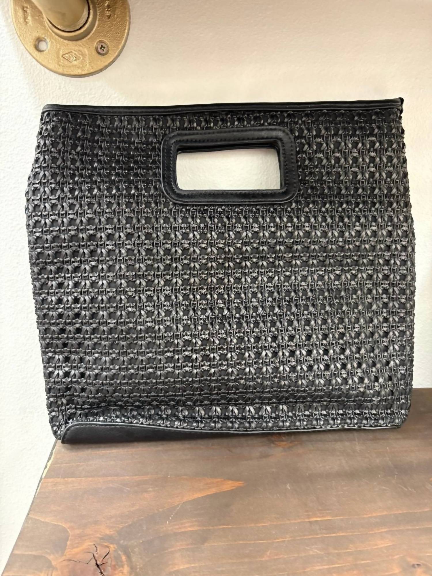 Joy Susan Women's Rio Faux Cane Cutout Handle Bag in black - women's bag - alternate view