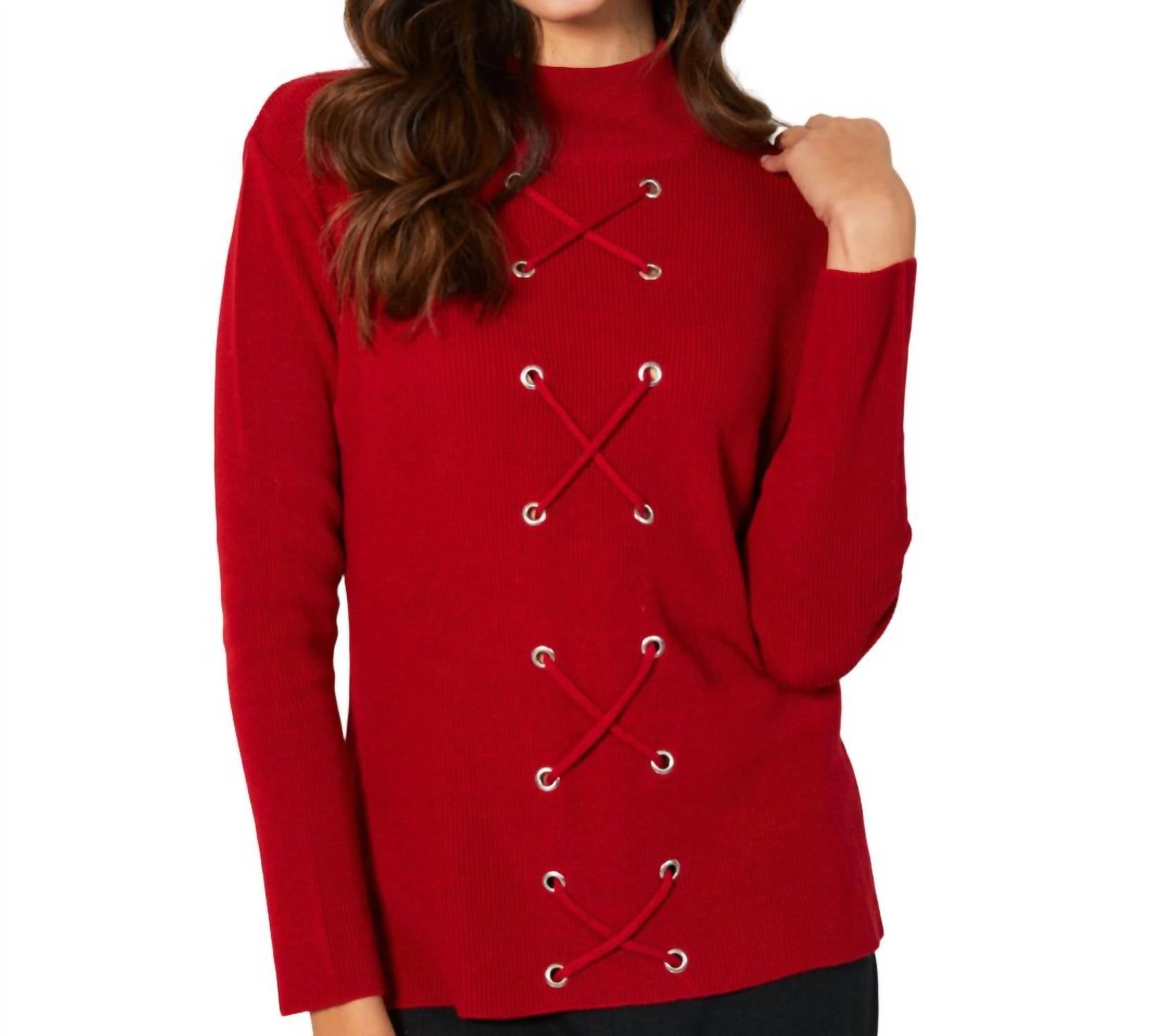 Lace Up Mock Neck Top