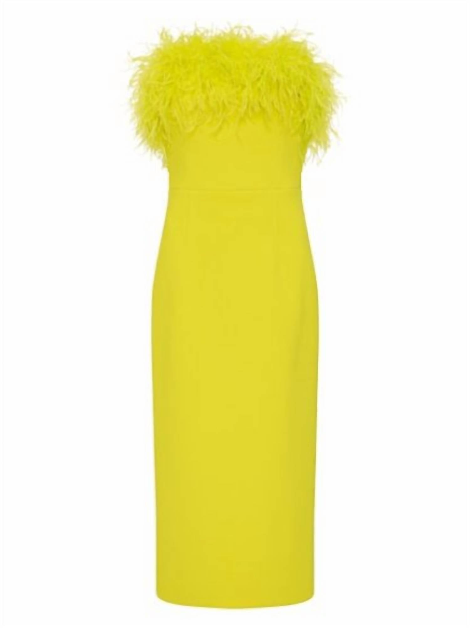 Rebecca Vallance - Women's Piero Strapless Feather Trim Midi Dress