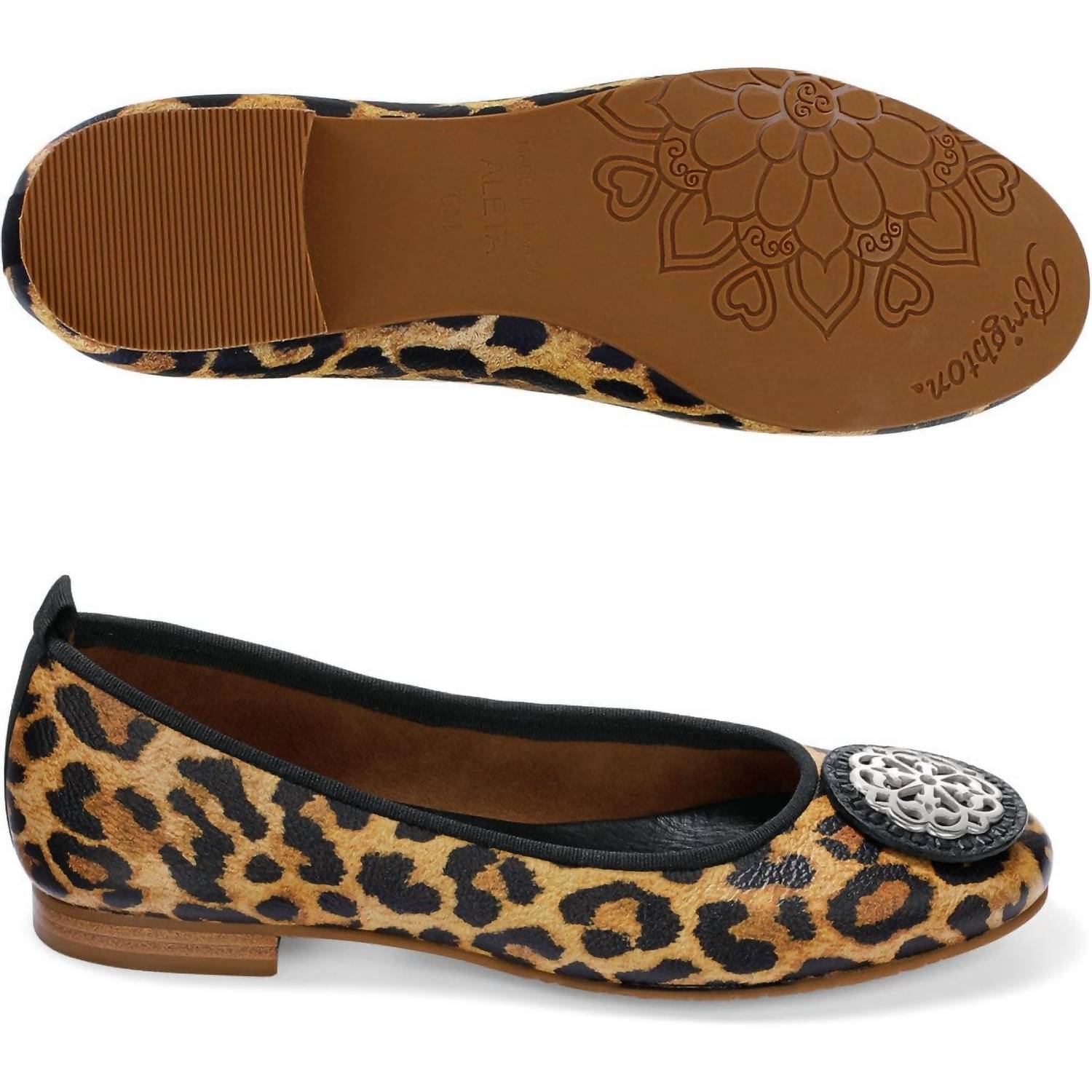 Brighton Women's Aleta Ballerina Flats in leopard print - women's flats - alternate view