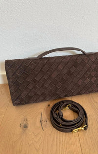 Mint Exclusives Women's Suede Knot Clutch Bag in taupe - women's bag - alternate view