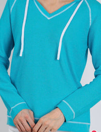 Elliott Lauren - Waffle Stitch V-Neck Hoodie