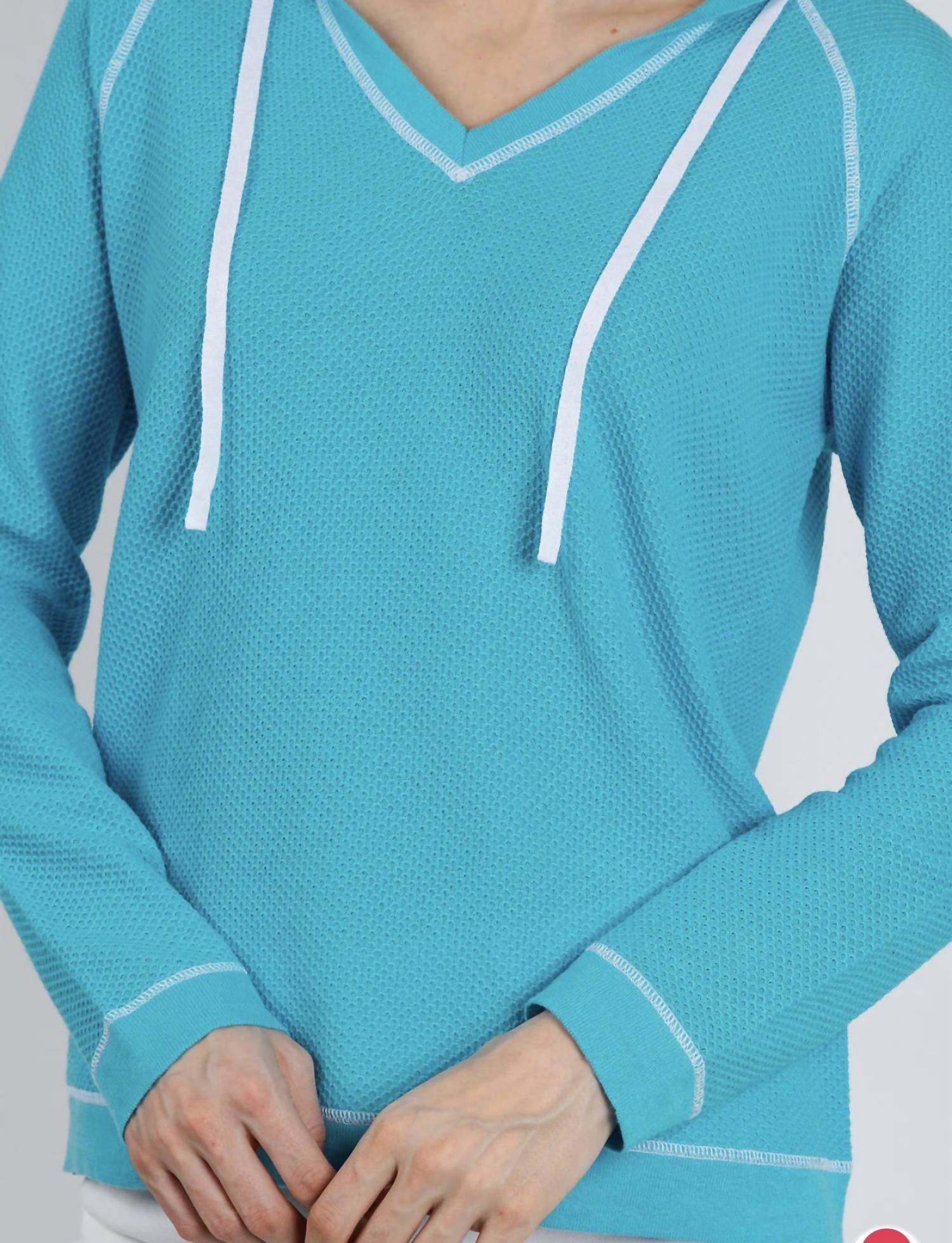 Elliott Lauren - Waffle Stitch V-Neck Hoodie