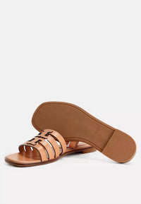 TORY BURCH Women's Ines Cage Slide Sandals in camello - women's flats - view 4