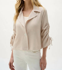 Joseph Ribkoff - Woven Seersucker Boxy Blazer With Shirred Sleeves