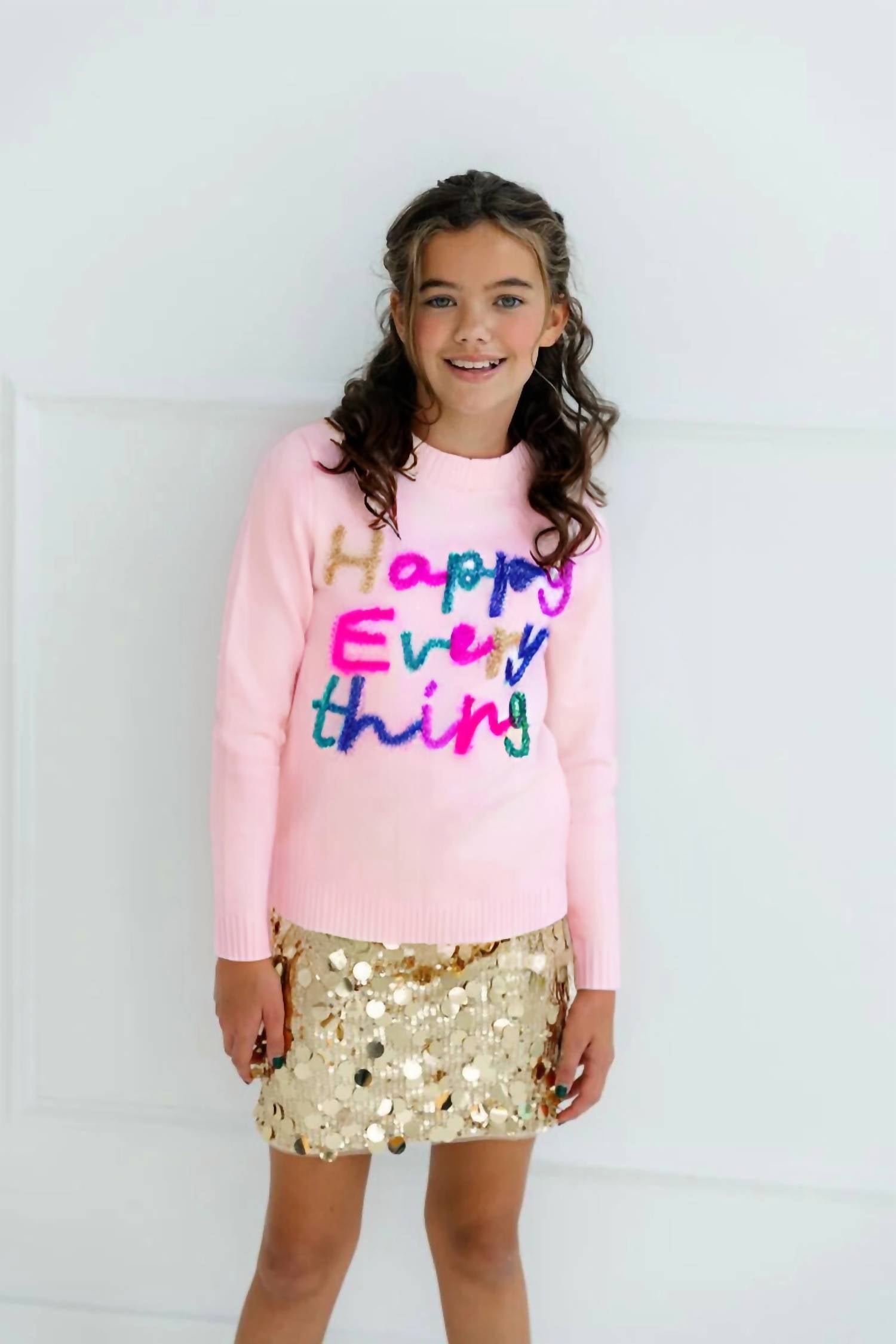 Lola + The Boys - Girls Happy Everything Tinsel Sweater
