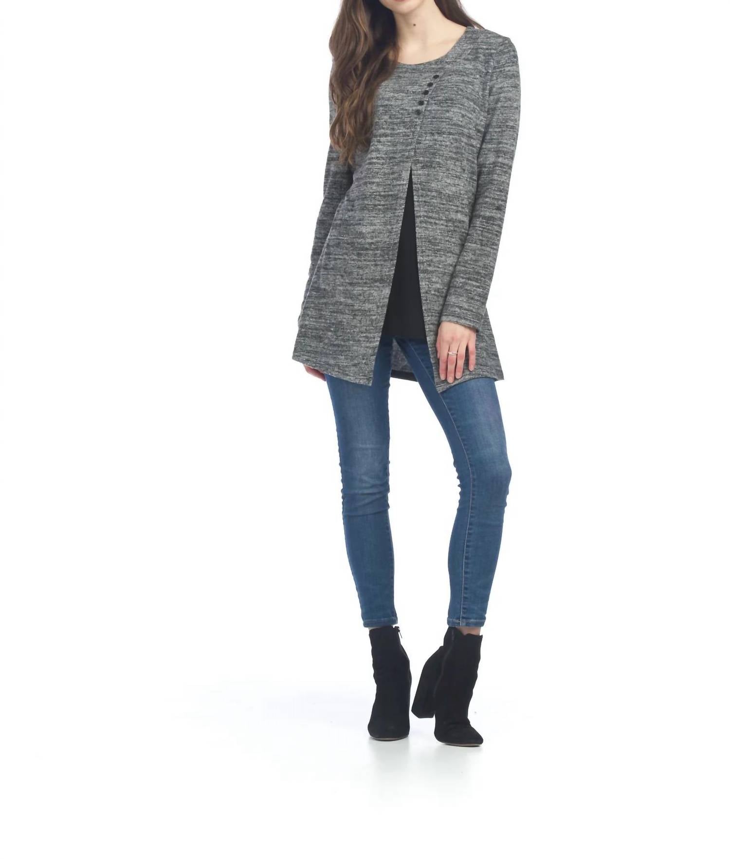 Papillon - Layered Long Sleeve Tunic With Button Detail