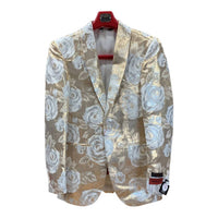 MAZARI Men's Floral Blazer in cream - men's jacket