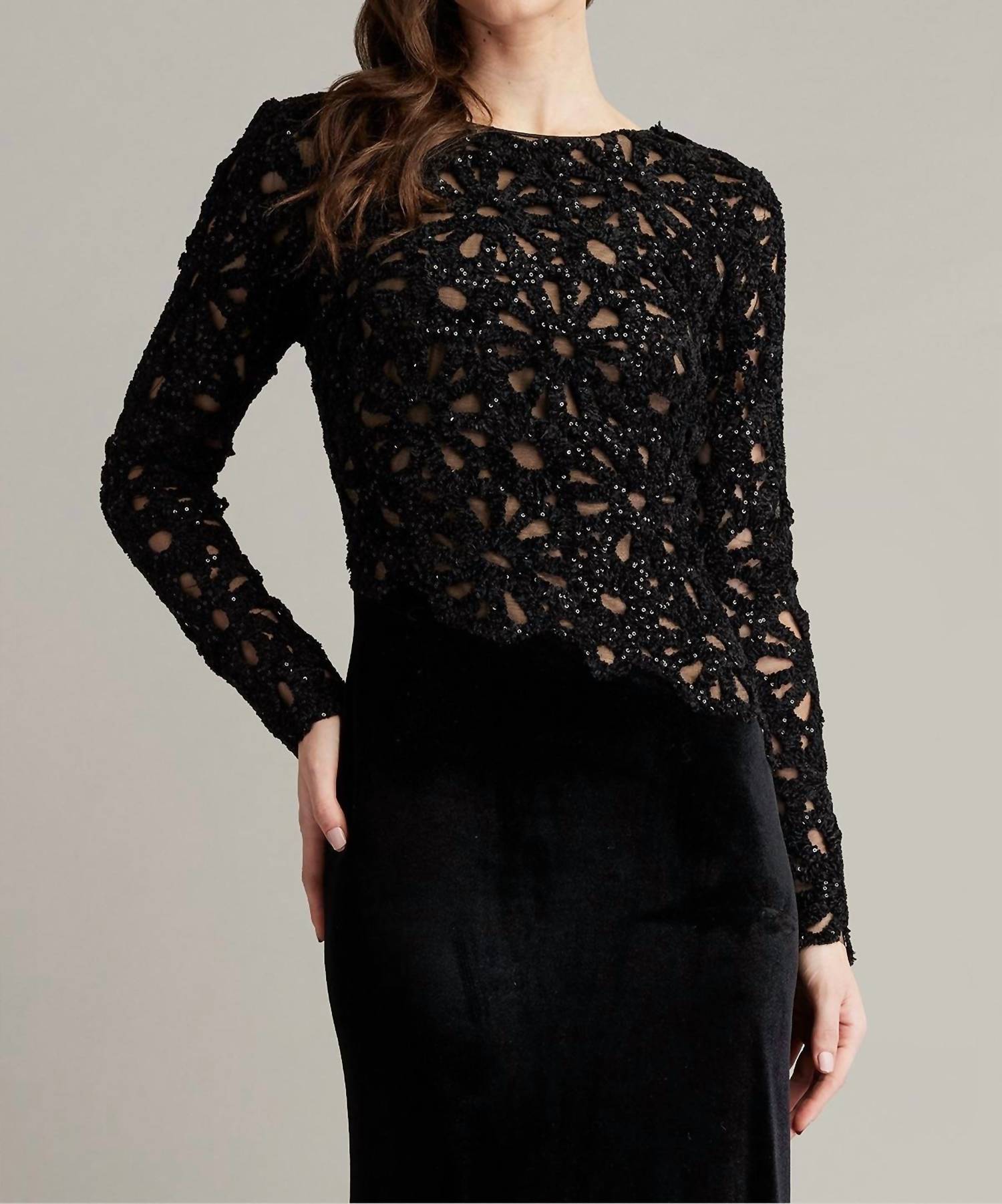 Tadashi Shoji - Sinnott Chenille Embroidered Gown