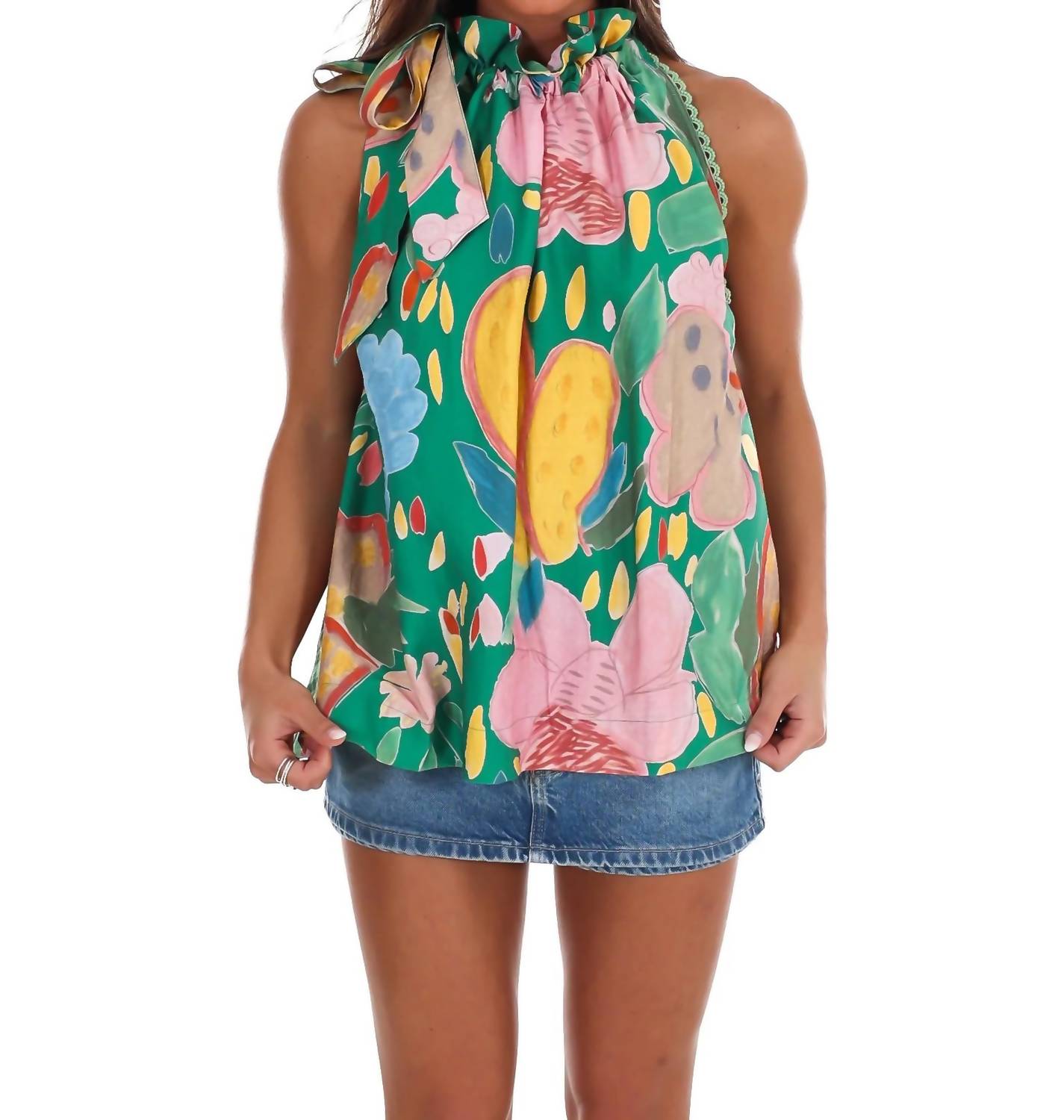 Umgee - Women's Blooming Beauty Floral Halter Neck Top