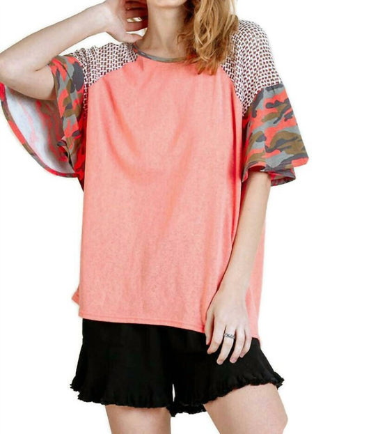Umgee - Camo Bell Sleeve Top