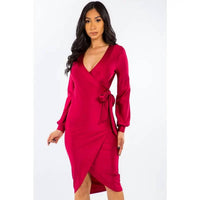 Uptown Girls - V-neck Asymmetrical Hem Dress