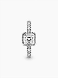 Pandora Women's Square Sparkle Halo Ring in silver - women's jewelry - alternate view
