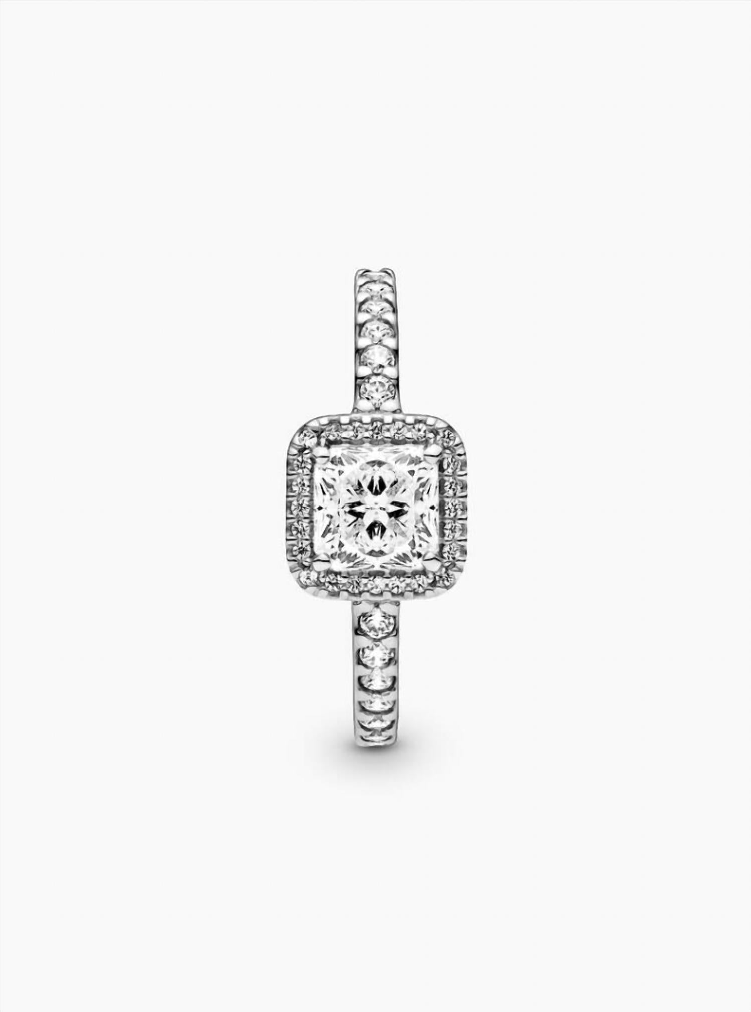 Pandora Women's Square Sparkle Halo Ring in silver - women's jewelry - alternate view