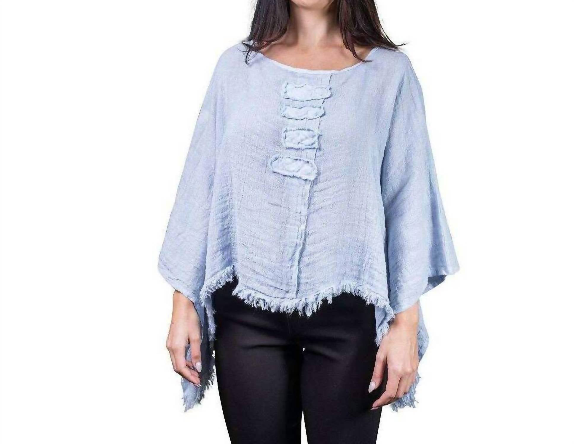 Tina Stephens Italy - Women's Aiyana Crinkle Linen Patch Top