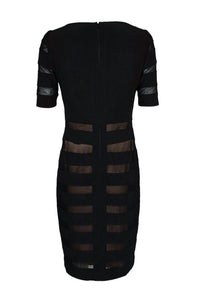 Adrianna Papell - Short Sleeve Jersey Mesh Dress